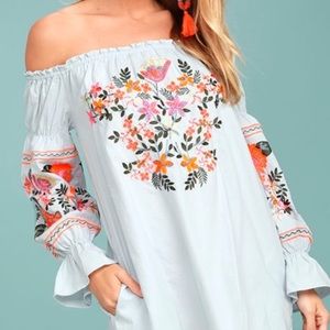 Free People Fleur Du Jour Light Blue
Embroidered Dress